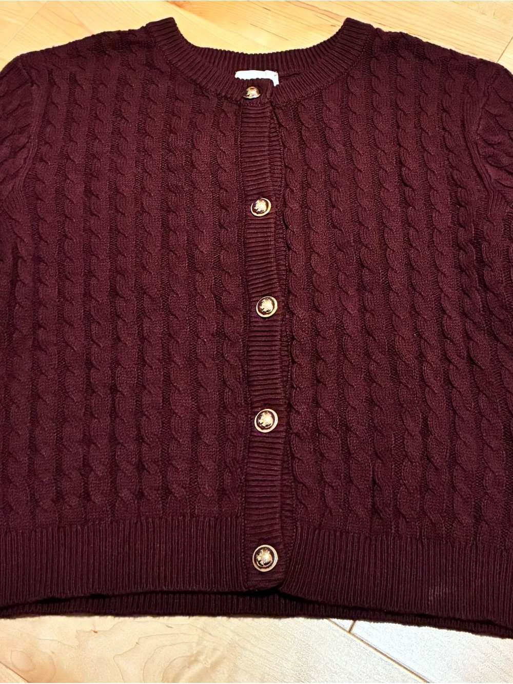 H&M Cable Knit Cardigan in Burgundy Large